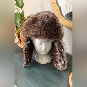 Dakota Dan Faux Fur Trapper hat, Ushanka or bomber-style hat. 28” circumference.